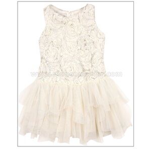 BISCOTTI Girls' Filigree Splendor Ivory Drop Waist Dress, Size 4